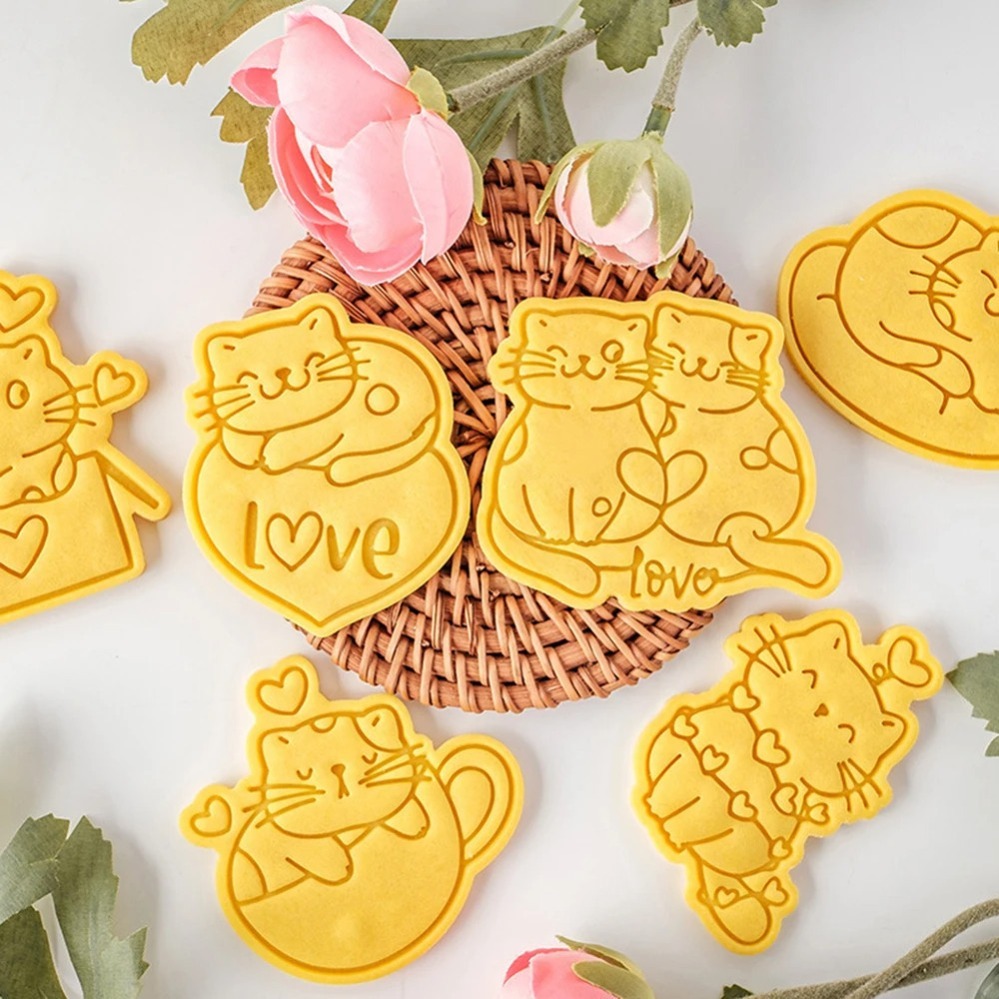 Baking Kitchen Diy - Sevgililer Günü Kurabiye Kesiciler Sevimli Kedi
