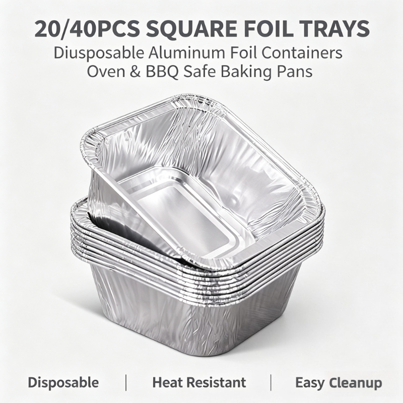 Kitchen Baking Storage Containers - 20/40 Adet Kare Tek Kullanımlık Alüminyum