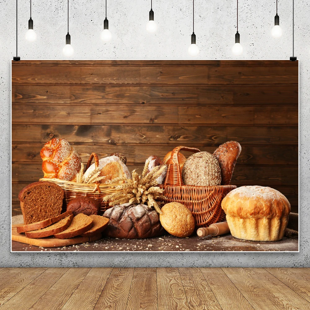 Kitchen Baking Photoshoot - Ahşap Tahtalar Fonu Ekmek Pişirme Yemek